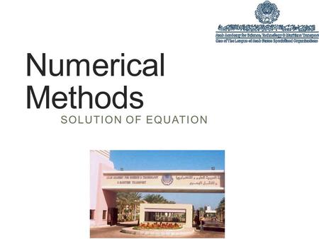 Numerical Methods Solution of Equation.