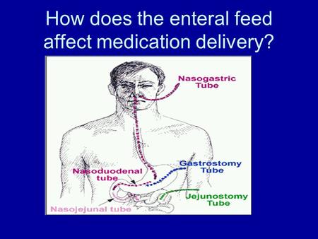How does the enteral feed affect medication delivery?
