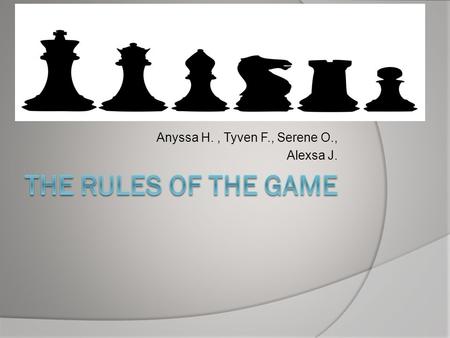 Anyssa H., Tyven F., Serene O., Alexsa J.. Seven Question 1. _______ got a chess board for Christmas ? A. Vincent B. Her mom C. Winston D. Meimei 2. ________.