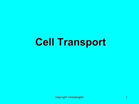 1 Cell Transport copyright cmassengale. Check Your Understanding At the end of today’s lesson, you should be able to answer the following questions: What.
