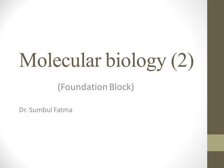 (Foundation Block) Dr. Sumbul Fatma