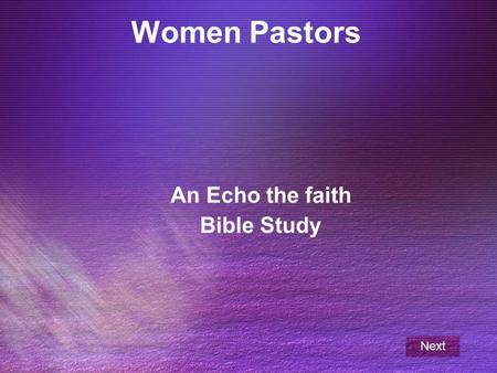 An Echo the faith Bible Study