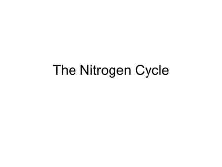 The Nitrogen Cycle.