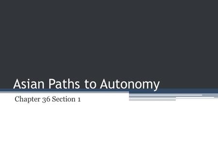 Asian Paths to Autonomy Chapter 36 Section 1. India’s Quest for a Homeland.
