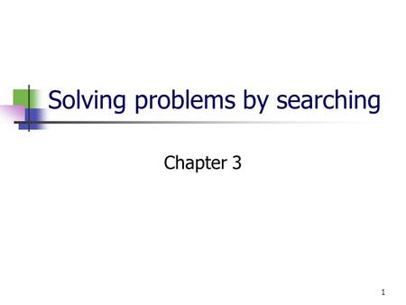 1 Solving problems by searching Chapter 3. Depth First Search Expand deepest unexpanded node The root is examined first; then the left child of the root;