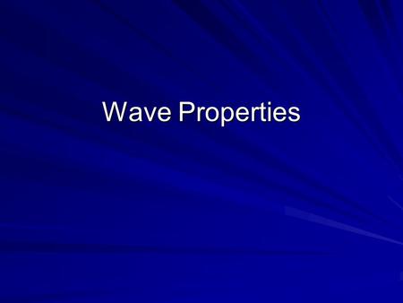 Wave Properties. AmplitudeWavelengthFrequency Wave Speed.