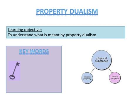 Property dualism Key Words Learning objective: