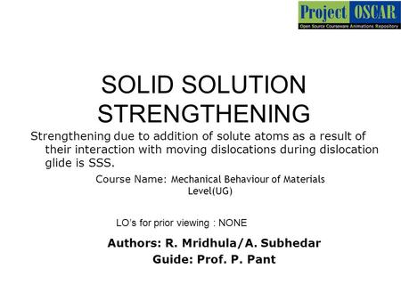 SOLID SOLUTION STRENGTHENING