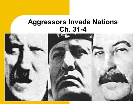 Aggressors Invade Nations Ch. 31-4. Describe the League of Nations.