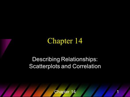 Chapter 141 Describing Relationships: Scatterplots and Correlation.