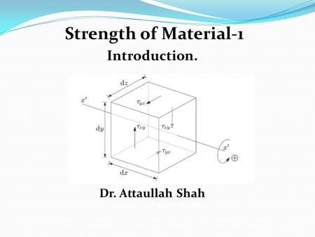 Strength of Material-1 Introduction. Dr. Attaullah Shah.