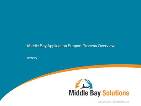 An 8(a) and Woman-Owned Small Business 9/23/15 Middle Bay Application Support Process Overview.