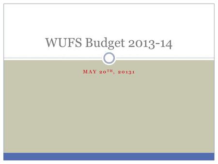 MAY 20 TH, 20131 WUFS Budget 2013-14. Overall Budget 2012-132013-14Change Total Spending $4,090,343$4,253, 899+$163,556 State Aid$1,381,853$1,540,333$158,540.