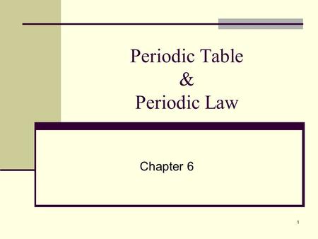 Periodic Table & Periodic Law