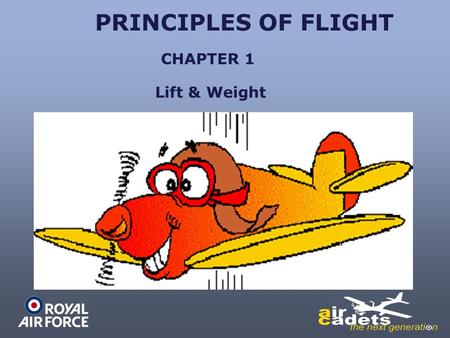 PRINCIPLES OF FLIGHT Lift & Weight CHAPTER 1. PRINCIPLES OF FLIGHT CENTRE OF GRAVITY THE POINT ON A BODY WHERE THE TOTAL WEIGHT OF THAT BODY IS SAID TO.
