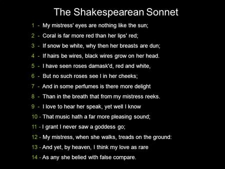The Shakespearean Sonnet