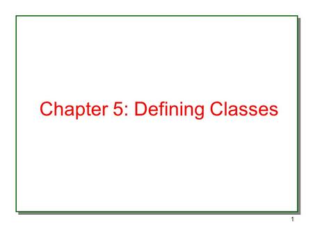 1 Chapter 5: Defining Classes. 2 Basics of Classes An object is a member of a class type What is a class? Fields & Methods Types of variables: –Instance: