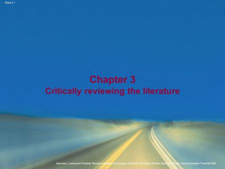 Chapter 3 Critically reviewing the literature