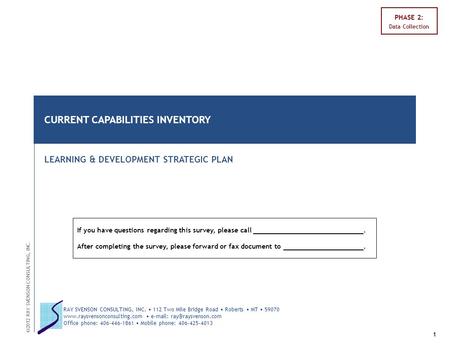 CURRENT CAPABILITIES INVENTORY LEARNING & DEVELOPMENT STRATEGIC PLAN If you have questions regarding this survey, please call. After completing the survey,