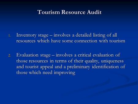 Tourism Resource Audit