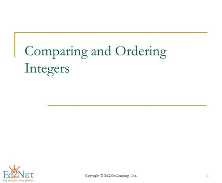 Copyright © Ed2Net Learning, Inc.1 Comparing and Ordering Integers.