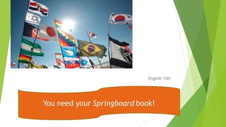 English 10H You need your Springboard book!. Turn in your homework after:  You need to have both the titles AND authors of the work. (circle these) 