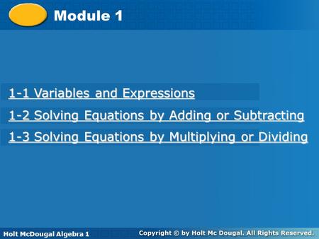 Module Variables and Expressions