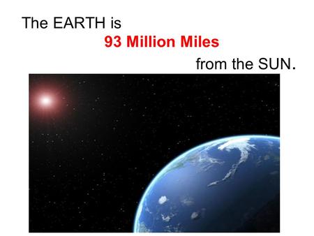 The EARTH is 93 Million Miles from the SUN.