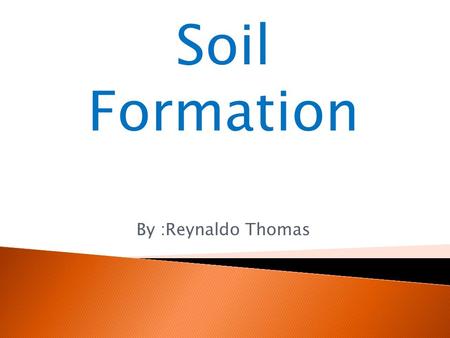 Soil Formation By :Reynaldo Thomas. Formation of Soil  Soil is an accumulation of tiny particles of rock which are formed when rocks are weathered. 