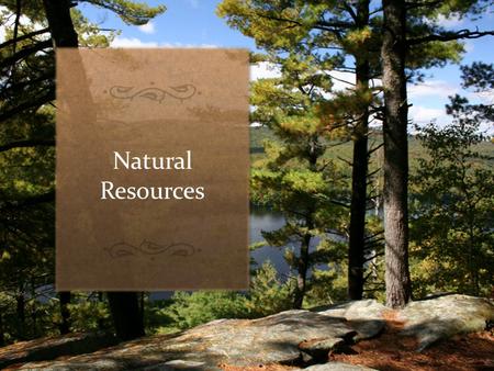 Natural Resources. A natural resource is any energy source, organism, or substance found in nature that people use. These resources are limited which.