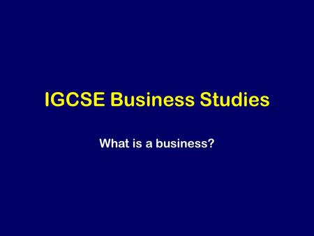 IGCSE Business Studies