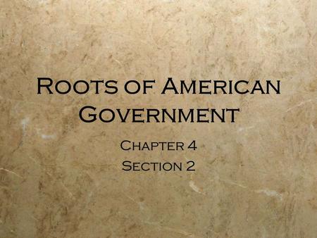 Roots of American Government