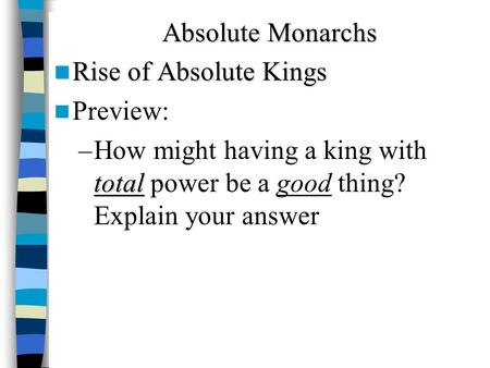 Absolute Monarchs Rise of Absolute Kings Preview:
