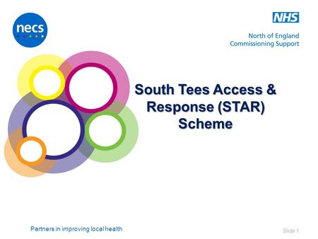 Partners in improving local health Slide 1 South Tees Access & Response (STAR) Scheme.