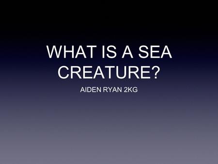 WHAT IS A SEA CREATURE? AIDEN RYAN 2KG. What is a sea creature? Animals like whales and fish spend all their lives in the sea. There are more than 24,000.