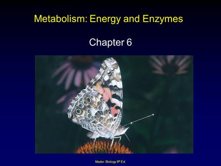 Mader: Biology 8 th Ed. Metabolism: Energy and Enzymes Chapter 6.