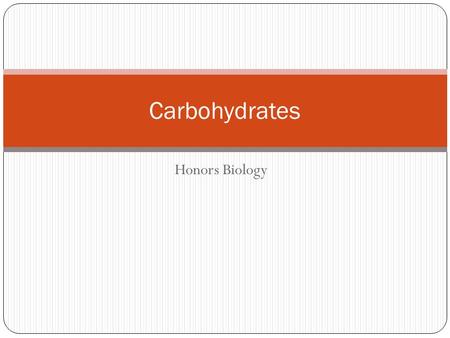 Carbohydrates Honors Biology.