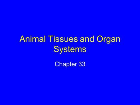 Animal Tissues and Organ Systems Chapter 33. Tissue A group of cells and intercellular substances that interact in one or more tasks Four types Epithelial.