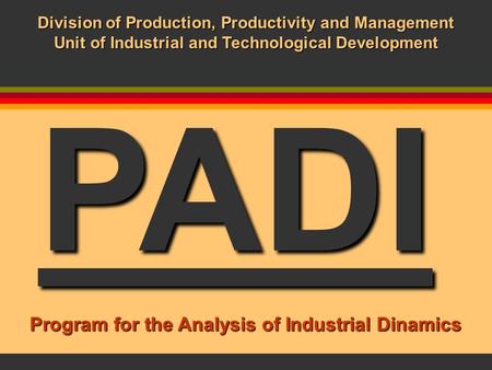 PADI Division of Production, Productivity and Management Unit of Industrial and Technological Development Program for the Analysis of Industrial Dinamics.