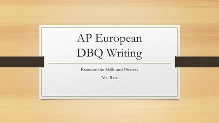 AP European DBQ Writing