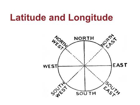 Latitude and Longitude. Latitude- the distance in degrees north or south of the equator The latitude of the equator is 0° (degrees)  What is latitude?