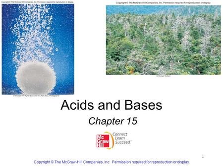1 Acids and Bases Chapter 15 Copyright © The McGraw-Hill Companies, Inc. Permission required for reproduction or display.