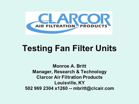 Testing Fan Filter Units