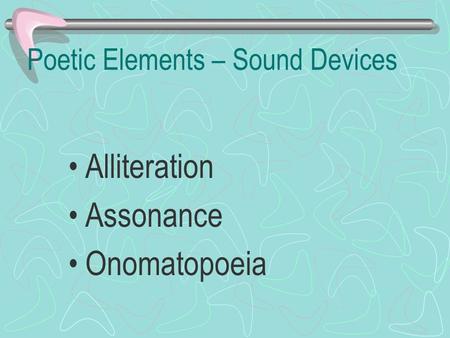 Poetic Elements – Sound Devices