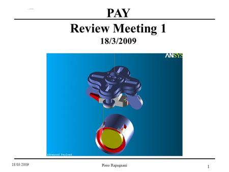 1 PAY Review Meeting 1 18/3/2009 Piero Rapagnani 18/03/2009.