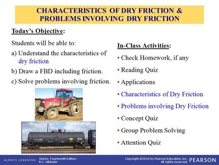 CHARACTERISTICS OF DRY FRICTION & PROBLEMS INVOLVING DRY FRICTION