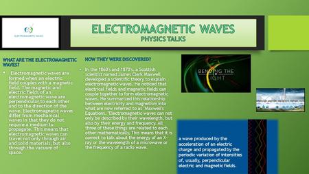 Electromagnetic waves are formed when an electric field couples with a magnetic field. The magnetic and electric fields of an electromagnetic wave are.