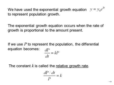We have used the exponential growth equation