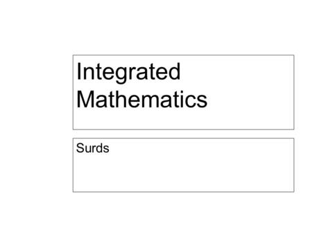 Integrated Mathematics