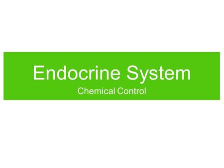 Endocrine System Chemical Control.